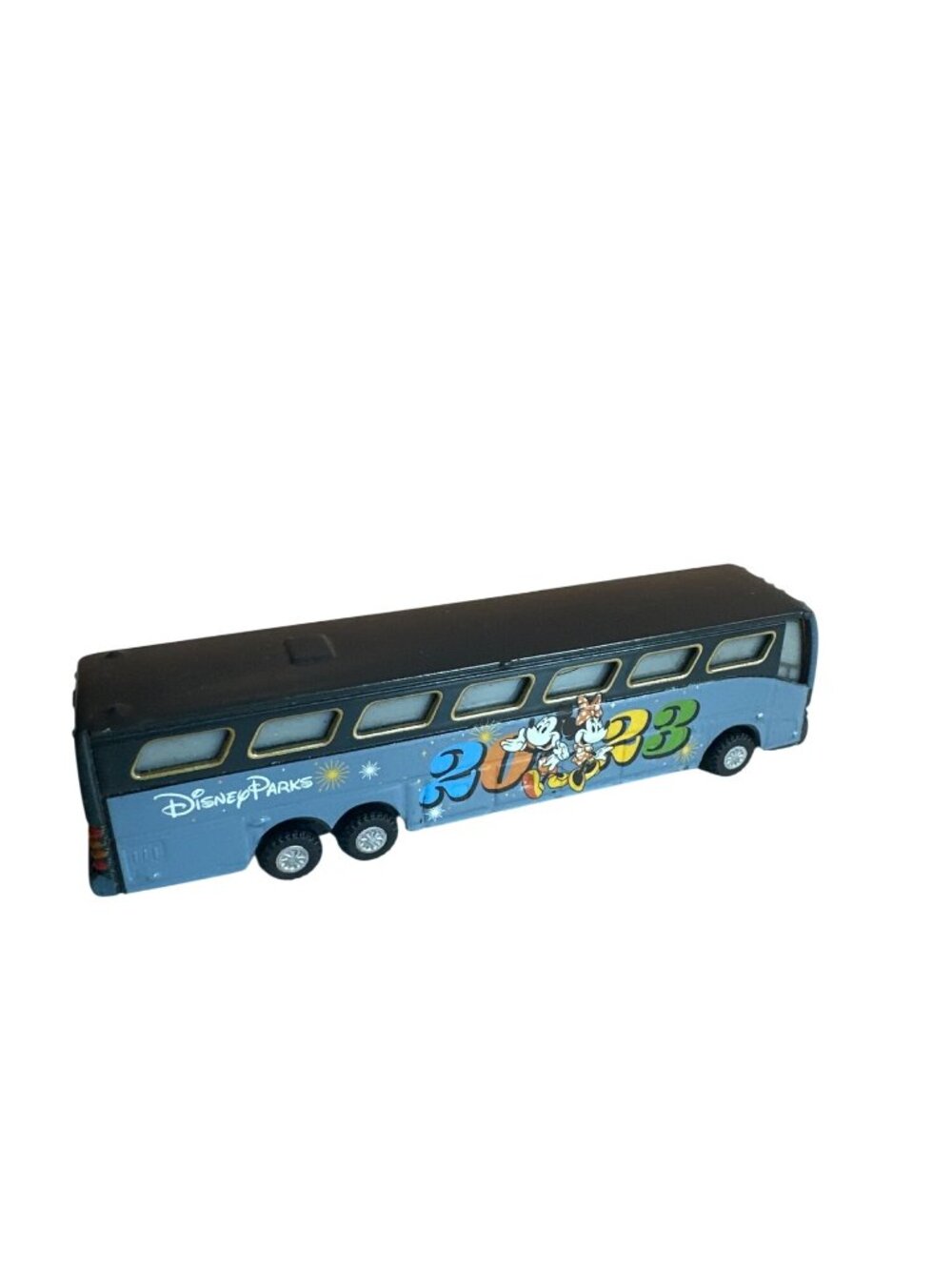 Disney Parks Diecast Bus Toy Figure 2023 Blue Mickey Minnie Mouse 4"
